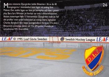 1995-96 Leaf Elit Set (Swedish) #26 Season Stats Djurgårdens IF Back
