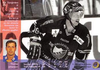 1995-96 Leaf Elit Set (Swedish) #30 Thomas Johansson Back