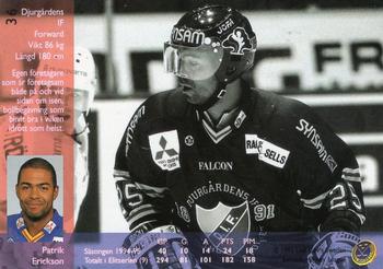1995-96 Leaf Elit Set (Swedish) #36 Patrik Erickson Back