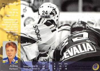 1995-96 Leaf Elit Set (Swedish) #67 Andreas Karlsson Back