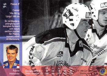 1995-96 Leaf Elit Set (Swedish) #96 Raimo Helminen Back