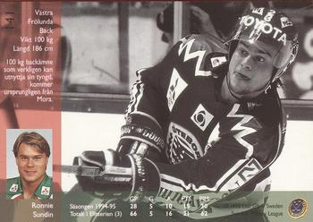 1995-96 Leaf Elit Set (Swedish) #141 Ronnie Sundin Back