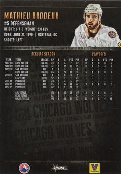 2014-15 Vienna Beef Chicago Wolves (AHL) #5 Mathieu Brodeur Back
