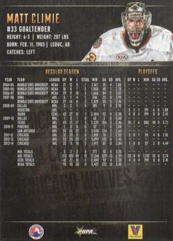 2014-15 Vienna Beef Chicago Wolves (AHL) #9 Matt Climie Back