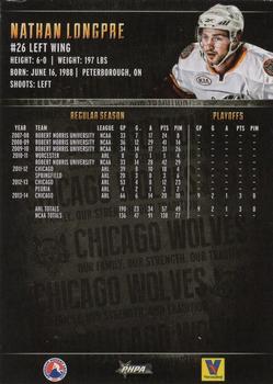 2014-15 Vienna Beef Chicago Wolves (AHL) #17 Nathan Longpre Back