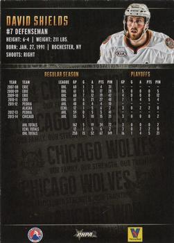 2014-15 Vienna Beef Chicago Wolves (AHL) #22 David Shields Back