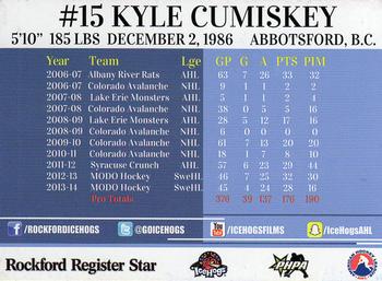2014-15 Rockford Register Star Rockford IceHogs (AHL) #12 Kyle Cumiskey Back