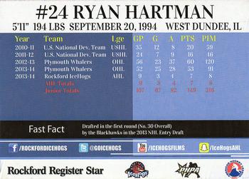2014-15 Rockford Register Star Rockford IceHogs (AHL) #18 Ryan Hartman Back