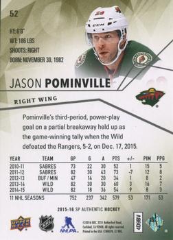 2015-16 SP Authentic - Limited #52 Jason Pominville Back