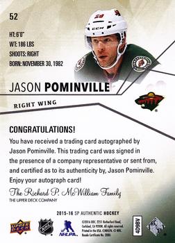 2015-16 SP Authentic - Limited Autographs #52 Jason Pominville Back