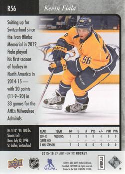 2015-16 SP Authentic - 1995-96 SP Retro #R56 Kevin Fiala Back