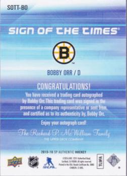2015-16 SP Authentic - Sign of the Times #SOTT-BO Bobby Orr Back