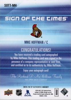 2015-16 SP Authentic - Sign of the Times #SOTT-MH Mike Hoffman Back