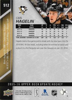 2015-16 SP Authentic - 2015-16 Upper Deck Update #512 Carl Hagelin Back
