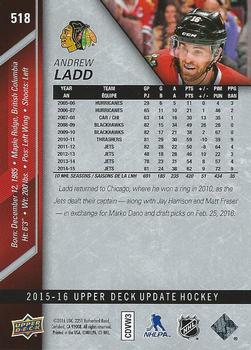 2015-16 SP Authentic - 2015-16 Upper Deck Update #518 Andrew Ladd Back