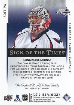 2015-16 SP Authentic - 2014-15 SP Authentic Update I: Sign of the Times #SOTT-PG Philipp Grubauer Back