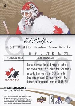2015-16 Upper Deck Team Canada Master Collection #4 Ed Belfour Back