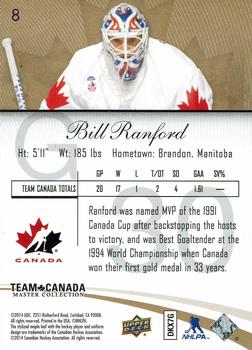 2015-16 Upper Deck Team Canada Master Collection #8 Bill Ranford Back