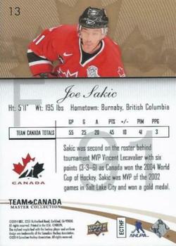 2015-16 Upper Deck Team Canada Master Collection #13 Joe Sakic Back