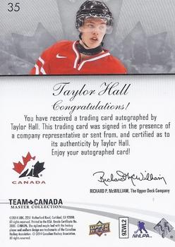 2015-16 Upper Deck Team Canada Master Collection - Silver Spectrum Autograph #35 Taylor Hall Back