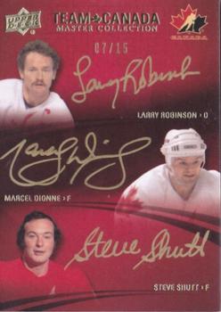 2015-16 Upper Deck Team Canada Master Collection - Team Canada Signatures Triple #TCS3-DLR Larry Robinson/Marcel Dionne/Steve Shutt Front