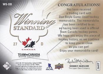 2015-16 Upper Deck Team Canada Master Collection - Winning Standard Jersey #WS-DB Dan Boyle Back