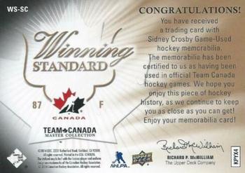 2015-16 Upper Deck Team Canada Master Collection - Winning Standard Jersey #WS-SC Sidney Crosby Back