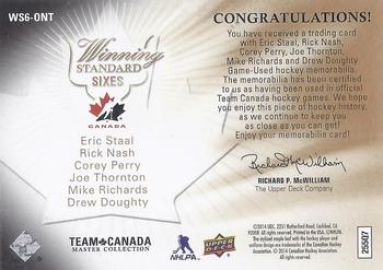 2015-16 Upper Deck Team Canada Master Collection - Winning Standard Sixes #WS6-ONT Eric Staal/Rick Nash/Corey Perry/Joe Thornton/Mike Richards/Drew Doughty Back