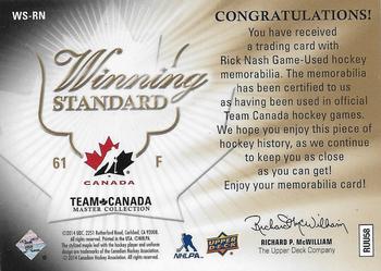 2015-16 Upper Deck Team Canada Master Collection - Winning Standard Jersey-Patch #WS-RN Rick Nash Back