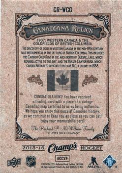 2015-16 Upper Deck Champ's - Canadiana Vintage Map Relics #CR-WCG 1907 Western Canada and Gold Fields Back