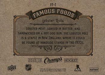2015-16 Upper Deck Champ's - Famous Foods #FF-7 Lobster Rolls Back