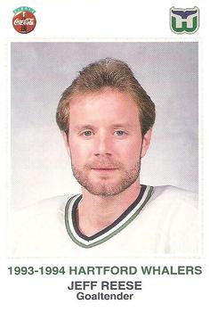 1993-94 Coca-Cola Hartford Whalers #NNO Jeff Reese Front