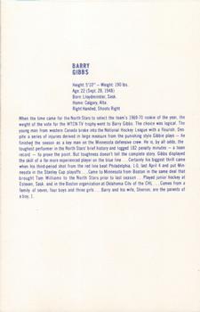 1970-71 Minnesota North Stars #NNO Barry Gibbs Back