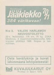 1970-71 Kuvajulkaisut Jaakiekko (Finnish) #3 Valeri Harlamov Back