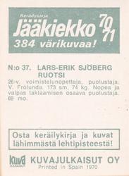 1970-71 Kuvajulkaisut Jaakiekko (Finnish) #37 Lars-Erik Sjöberg Back