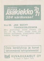 1970-71 Kuvajulkaisut Jaakiekko (Finnish) #59 Jan Suchy Back