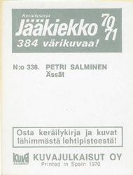 1970-71 Kuvajulkaisut Jaakiekko (Finnish) #338 Petri Salminen Back