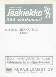 1970-71 Kuvajulkaisut Jaakiekko (Finnish) #343 Jukka Tuli Back