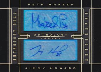 2015-16 Panini Anthology - Anthology Dual Autograph Holo Gold #A2-16 Petr Mrazek / Jimmy Howard Front