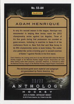 2015-16 Panini Anthology - Sizeable Signatures Jersey #SS-AH Adam Henrique Back