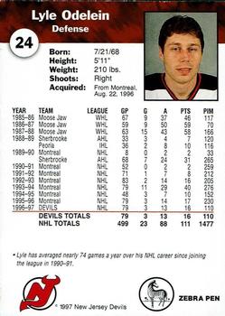 1997-98 Zebra Pen New Jersey Devils #NNO Lyle Odelein Back