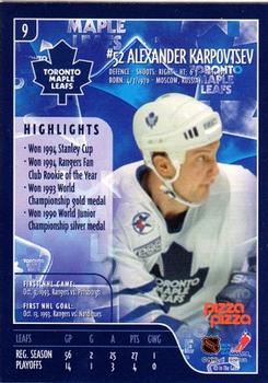 2000-01 Pizza Pizza Toronto Maple Leafs #9 Alexander Karpovtsev Back