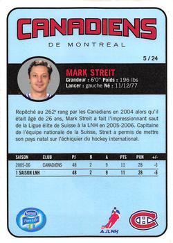 2006-07 Nestle Montreal Canadiens #5 Mark Streit Back