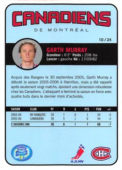 2006-07 Nestle Montreal Canadiens #10 Garth Murray Back