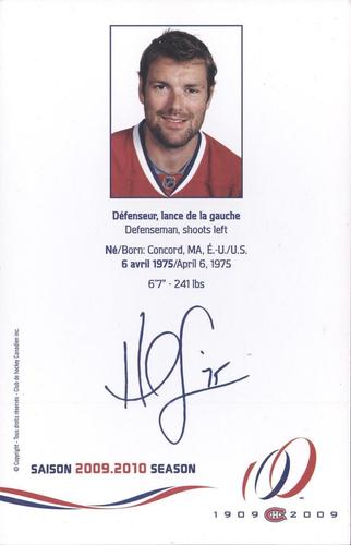 2009-10 Montreal Canadiens Postcards #NNO Hal Gill Back