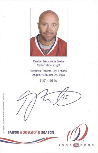 2009-10 Montreal Canadiens Postcards #NNO Glen Metropolit Back
