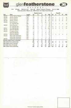 1996-97 Kids Club Hartford Whalers #NNO Glen Featherstone Back