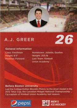 2014-15 Pepsi Boston University Terriers (NCAA) #NNO A.J. Greer Back