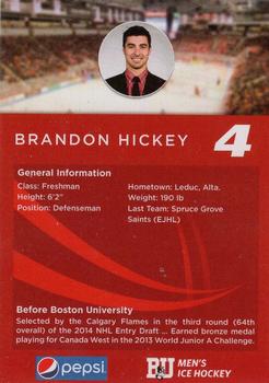 2014-15 Pepsi Boston University Terriers (NCAA) #NNO Brandon Hickey Back