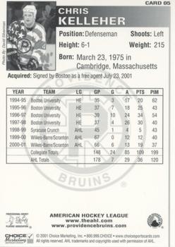 2001-02 Choice Providence Bruins (AHL) #5 Chris Kelleher Back